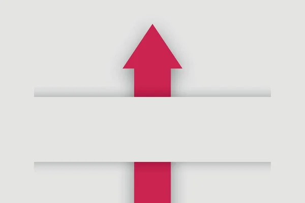 Red arrow rising step up on pastel background as metaphor for business or success concept. Winning situation. Reach goal of success. Achievement, Business target. copy space. paper cut design style.