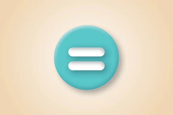 Equal sign icon in green circle on pastel background. Sign equally. minimal. shadow overlay. copy space for the text. illustration of 3d paper cut design style.