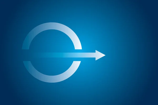 Witte Pijl Doorboorde Cirkel Donkerblauwe Achtergrond Als Metafoor Voor Business — Stockfoto
