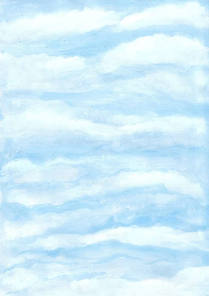 Aquarell Malerei Natur Hintergrund Von Sanftem Blauen Himmel Auf Papier — Stockfoto
