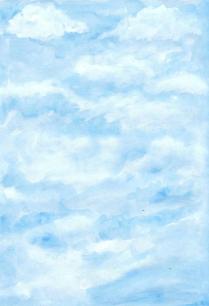 Aquarelle Peinture Nature Fond Ciel Bleu Doux Sur Papier Paysage — Photo