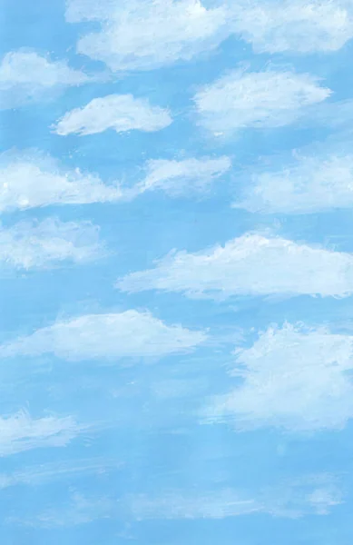 Kağıt Üzerinde Yumuşak Mavi Gökyüzünün Suluboya Arkaplan Resmi Manzara Gökyüzü Stok Fotoğraf