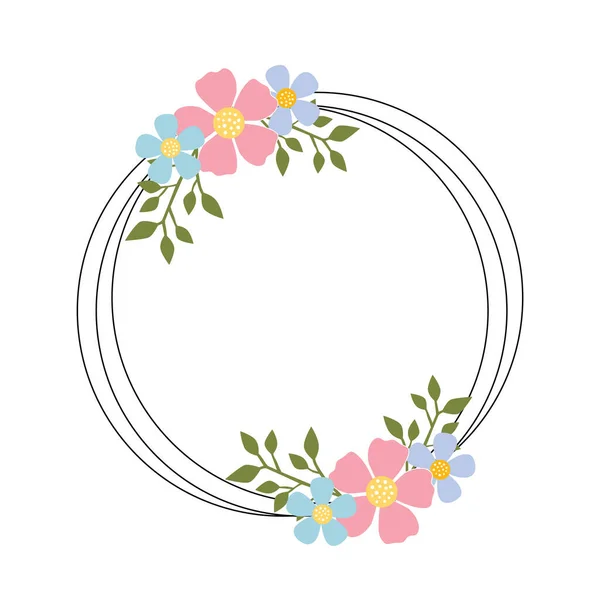 Color Pastel Flower Bloom Wedding Decorative Perfect Circle Frame Border — Stock Photo, Image