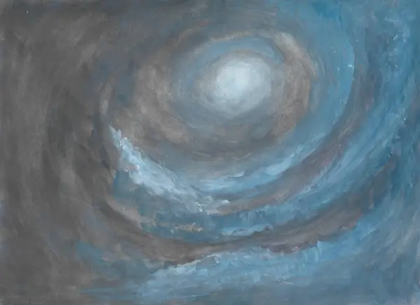 Acquerello Pittura Natura Sfondo Tempesta Ciclone Con Nuvole Scure Carta — Foto Stock
