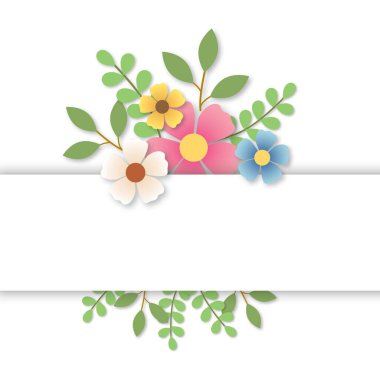 Renkli pastel çiçekler ve çiçek, düğün dekoratif kare çerçeve kenarı ya da sevgililer günü, doğum günü ve anneler günü kartı. Beyaz arka planda izole edilmiş. illüstrasyon kağıdı tasarım biçimi.