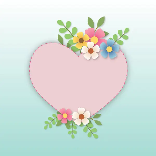 Color Pastel Flower Bloom Wedding Decorative Perfect Heart Shape Frame — Stock Photo, Image