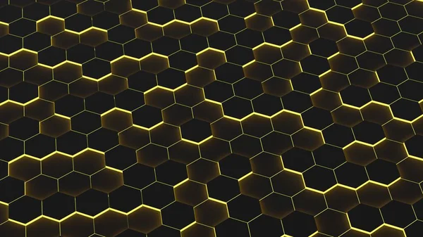 Tydligt Mönster Abstrakt Bakgrund Hexagon Svart Och Gul Tapet Futuristiska — Stockfoto