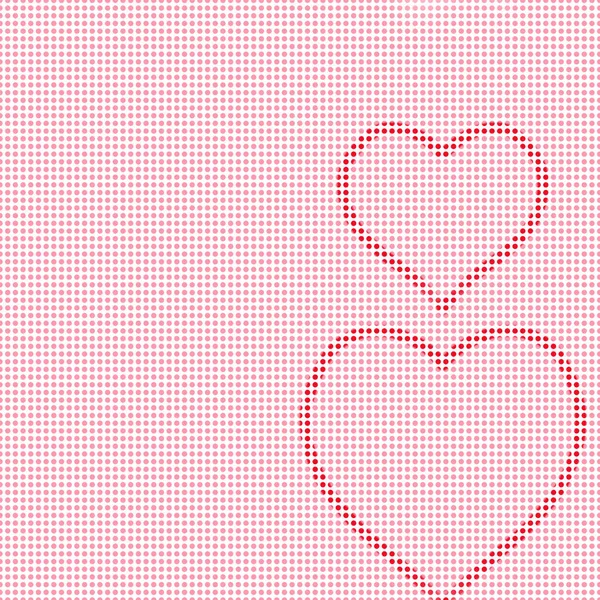 Heart shape from red dot on pink dot background