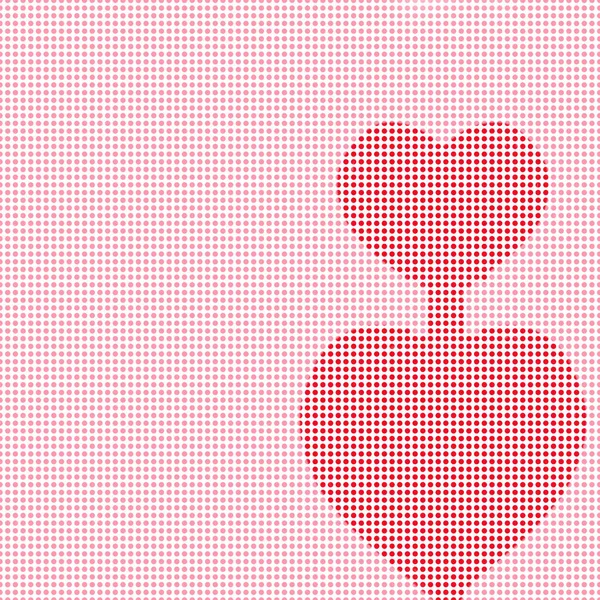 Heart shape from red dot on pink dot background