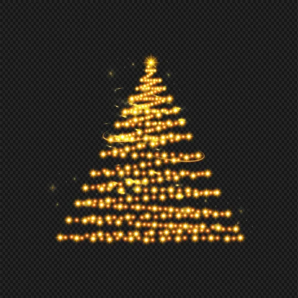 Glitzernde Goldpartikel Glänzen Auf Dem Png Hintergrund Magischer Lichtstaub Baum — Stockvektor