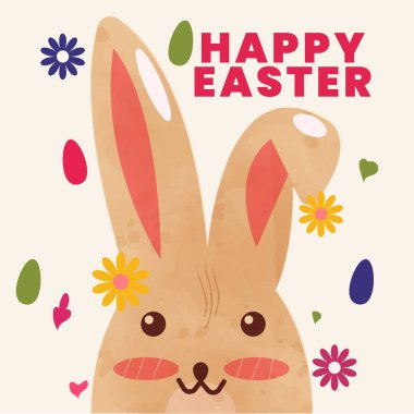 Happy Easter banner Trendy Easter design with typography hand painted strokes.