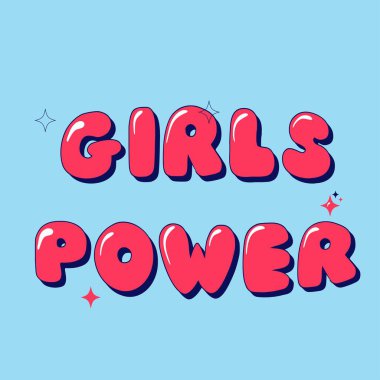 Kızlar, tişört, sweatshirt veya diğer giysi baskıları için modern vektör illüstrasyonuna güç veriyor.