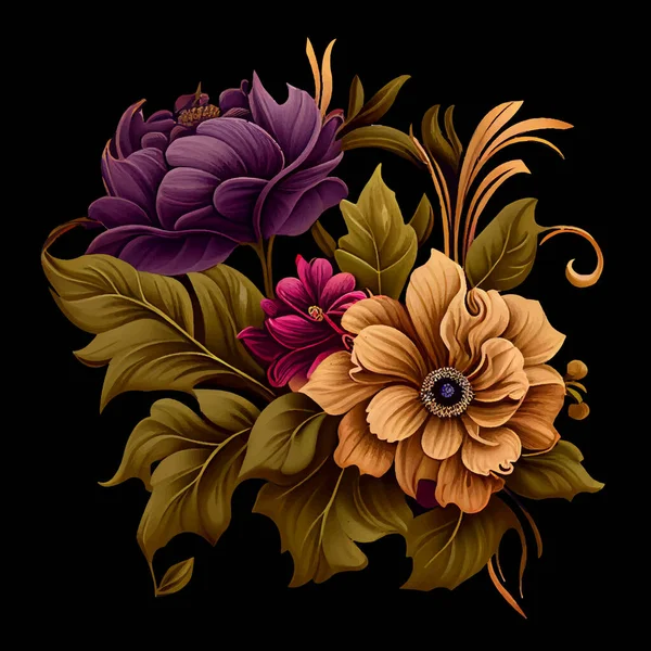 Маленькі Квіткові Елементи Букета Красиве Листя Білому Тлі — стоковий вектор