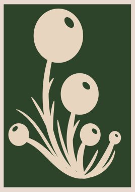 Soyut yaprak poster çiçekli arkaplan çizimi Çağdaş vektör illüstrasyonu