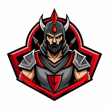 Esport-logo, beyaz arka planda yalıtılmış savaşçı.