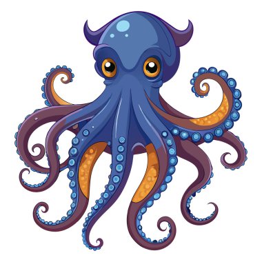 ahtapot-beyaz arka planda izole edilmiş