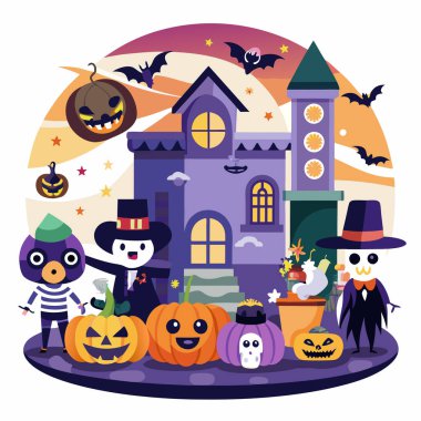 Cadılar bayramı partisi beyaz arka planda izole