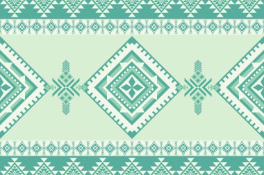 Amerikan Yerlilerinin Yeşil Pastel Rengi, Navajo tasarımı. Yerli Amerikan süsü. Dekorasyon, kumaş, tekstil ve moda için geleneksel geometrik arkaplan.
