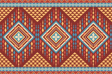 Renkli Amerikan Yerlisi modeli, Navajo tasarımı. Yerli Amerikan süsü. Dekorasyon, giysi, kumaş, tekstil, moda için geleneksel geometrik arkaplan.