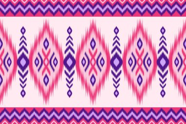 Ikat desenli, Tayland sanat tasarımı, Ikat Süsleme tarzı, Ikat Yazdırma. Soyut geometrik desensiz arka plan dekorasyon, giysi, kumaş, tekstil, moda için geleneksel etik.