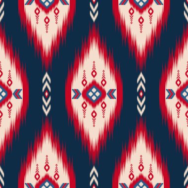 Ikat desenli, Tayland sanat tasarımı, Ikat Süsleme tarzı, Ikat Yazdırma. Soyut geometrik desensiz arka plan dekorasyon, giysi, kumaş, tekstil, moda için geleneksel etik.