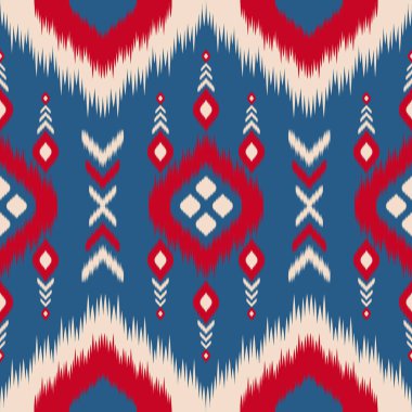 Ikat desenli, Tayland sanat tasarımı, Ikat Süsleme tarzı, Ikat Yazdırma. Soyut geometrik desensiz arka plan dekorasyon, giysi, kumaş, tekstil, moda için geleneksel etik.
