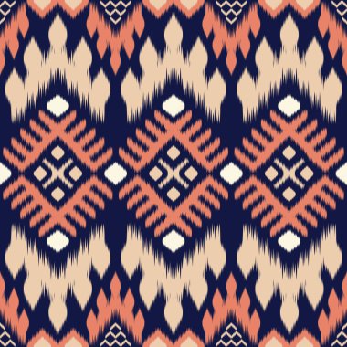 Ikat desenli, Tayland sanat tasarımı, Ikat Süsleme tarzı, Ikat Yazdırma. Soyut geometrik desensiz arka plan dekorasyon, giysi, kumaş, tekstil, moda için geleneksel etik.