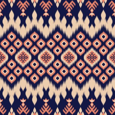 Ikat desenli, Tayland sanat tasarımı, Ikat Süsleme tarzı, Ikat Yazdırma. Soyut geometrik desensiz arka plan dekorasyon, giysi, kumaş, tekstil, moda için geleneksel etik.