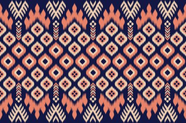 Ikat desenli, Tayland sanat tasarımı, Ikat Süsleme tarzı, Ikat Yazdırma. Soyut geometrik desensiz arka plan dekorasyon, giysi, kumaş, tekstil, moda için geleneksel etik.