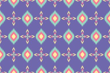 Ikat desenli, Tayland sanat tasarımı, Ikat Süsleme tarzı, Ikat Yazdırma. Soyut geometrik desensiz arka plan geleneksel giyim, kumaş, tekstil, moda etiği.