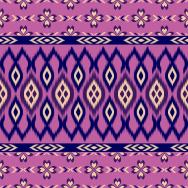 Ikat desenli, Tayland sanat tasarımı, Ikat Süsleme tarzı, Ikat Yazdırma. Soyut geometrik desensiz arka plan geleneksel giyim, kumaş, tekstil, moda etiği.