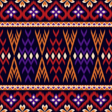 Ikat desenli, Tayland sanat tasarımı, Ikat Süsleme tarzı, Ikat Yazdırma. Soyut geometrik desensiz arka plan geleneksel giyim, kumaş, tekstil, moda etiği.