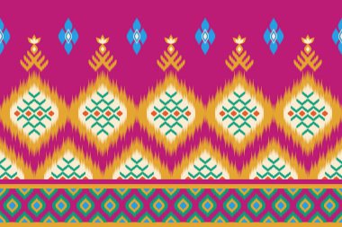 Ikat desenli, Tayland sanat tasarımı, Ikat Süsleme tarzı, Ikat Yazdırma. Soyut geometrik desensiz arka plan geleneksel giyim, kumaş, tekstil, moda etiği.