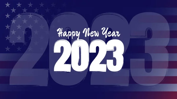 Feliz Año Nuevo 2023 Con Fondo Bandera Estados Unidos Adecuado — Vector de stock