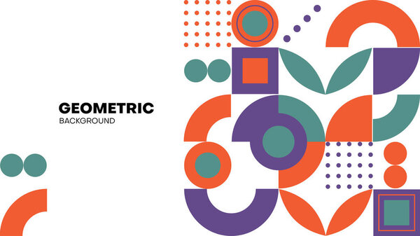 abstract flat geometric background in green, purple and orange color. suitable for decorative print, web, banner, poster, etc.