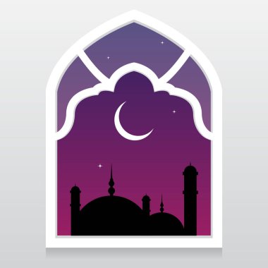 Ramazan Kareem, bayram mübarek, al fitr, al adha, muharram vs. için İslami pencere vektör ilülasyonu
