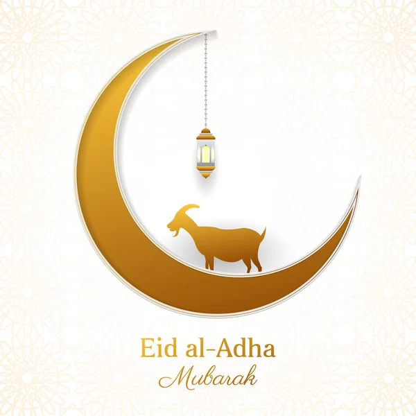 イード アーダ ムバラク三日月と羊のグリーティングカード イスラムのベクトル図 — ストックベクタ