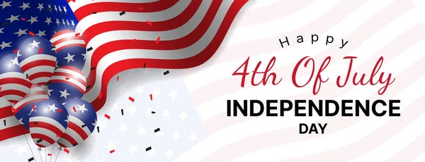 Amerikan bayrağı dekorasyonlu 4 Temmuz bayrağınız kutlu olsun. Bağımsızlık Günü vektör illüstrasyonu