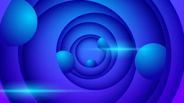 Abstract Cirkelvormige Papierlaag Achtergrond Blauwe Kleur Met Bal — Stockvector