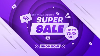 Web ya da sosyal medya için satış pankartı tasarımı. vektör illüstrasyonu