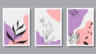 Botanik duvar dekorasyonu seti. vektör illüstrasyonu