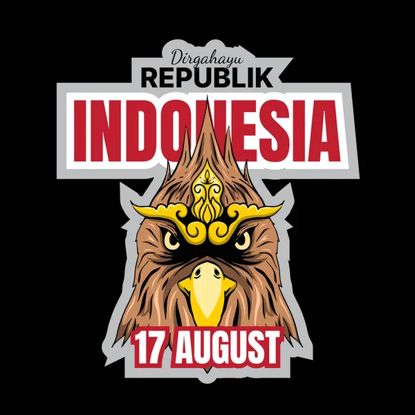 Kuş Resimli Endonezya Bağımsızlık Günü Vektör Tasarımı Tişört Etiket Tasarımı — Stok Vektör