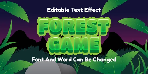 Wald Spiel Editierbare Texteffekt Mit Grünem Thema Geeignet Für Spiele — Stockvektor