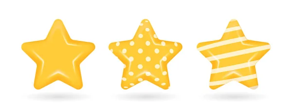 Set Mit Drei Gelben Sternen Sterne Dekoration Kundenbewertung Feedback Konzept — Stockvektor