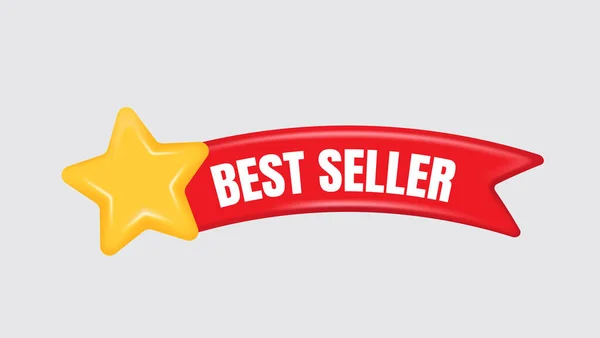 Etiqueta Fita Best Seller Com Estrela Amarela —  Vetores de Stock
