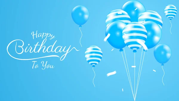 Mavi Balonlu Mutlu Doğum Günü Arka Plan Tasarımı Vektör Illüstrasyonu Vektör Grafikler