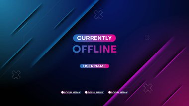 currently offline streaming banner background with neon light. vector illustration clipart