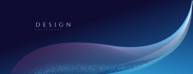 Çizgiler ve noktalar içeren soyut koyu mavi dalga pankartı