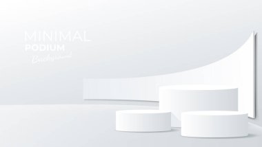 Ürün sunumu için minimal beyaz podyum tasarımı. vektör illüstrasyonu