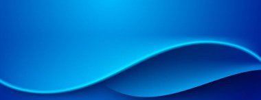 Dalgalı çizgileri olan soyut mavi neon ışık arkaplanı. Duvar kağıdı, web sitesi, teknoloji afişi, fütürist poster vs. için harika.